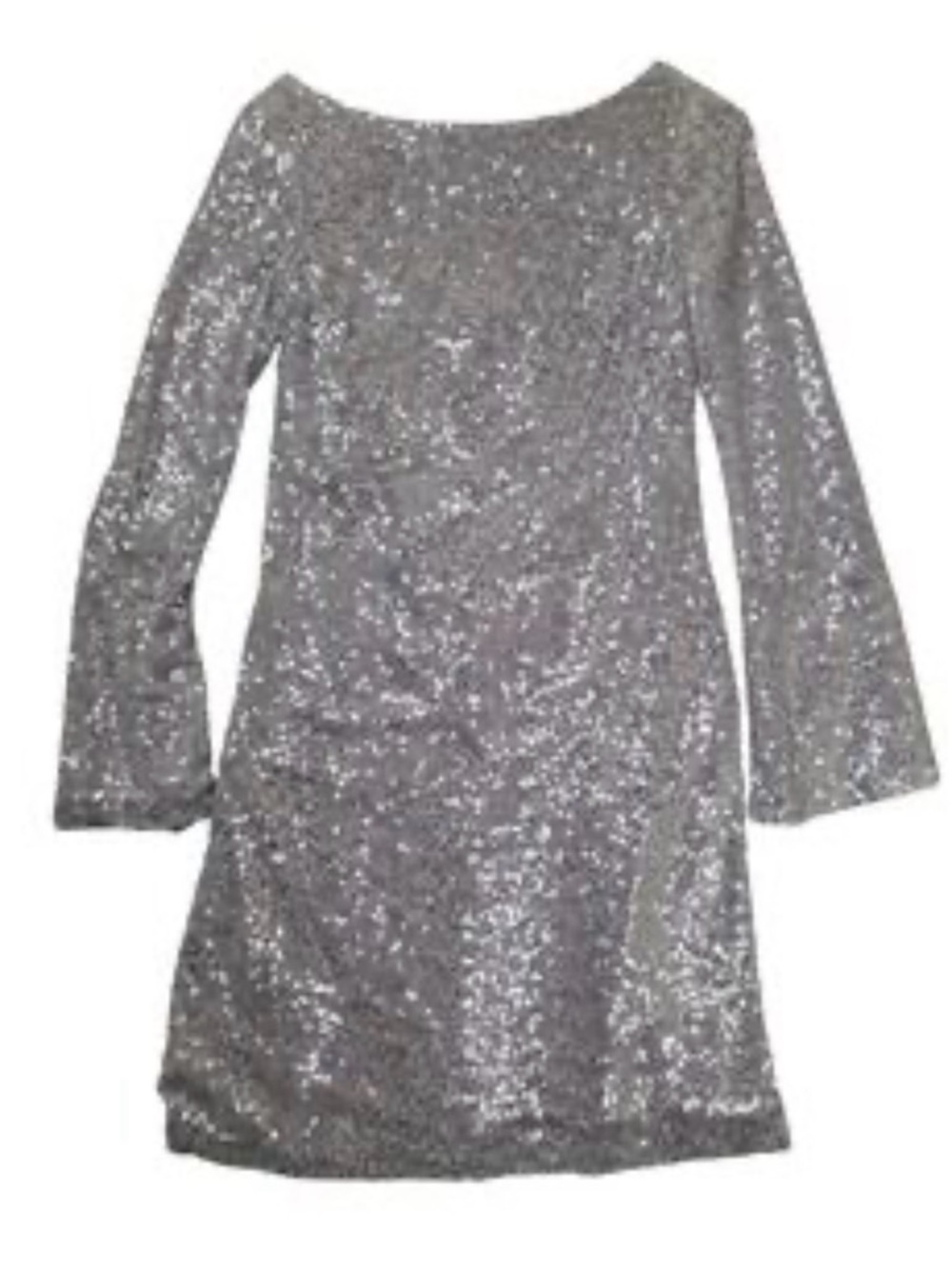 Lauren Ralph Lauren Silver Sequin Long Sleeve Dress